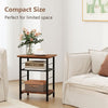 3-Tier Side Table Set of 2 Industrial End Table-Brown