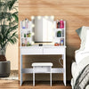 White Dressing Table With Hollywood LED Mirror and Stool Vanity Makeup Desk