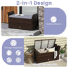 Outdoor Bench Storage Bench with Cushion & Side Handles-Grey