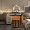 Dressing Table Vanity Set w/LED Light & 3-Drawer Chest Storage Shelves White