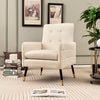 Comfy Modern Tufted Armchair, Linen Upholstered Accent Chair with Metal Legs