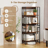 157cm Etagere Bookcase 5-Tier Bookshelf w/ Adjustable Shelves Brown