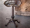 Cast Iron Bar Stool Industrial Home Decor Swivel Chair Adjustable Tractor Seat