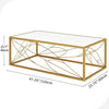 Coffee Table Metal Frame Modern Marble Table Top for Home Living Room White