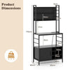 Bakers Rack with Power Outlet Microwave Stand with Storage Cabinet Black