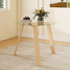 Round Glass Dining Table w/Tempered Glass Tabletop-Natural