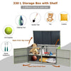 330L Garden Patio Storage Container Outdoor PE Wicker Storage Box Grey