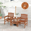 3 Piece Patio Furniture Set Wood Bistro Set with Umbrella Holes