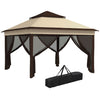 3 x 3(m) Pop Up Gazebo Tent with Netting, Height Adjustable, Beige