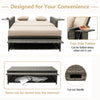Patio Rattan Daybed Set w/Footstool & Storage-Brown