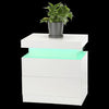 Bedside Tables White High Gloss LED Cabinets 2 Drawers Nightstand Modern Bedroom