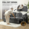 New 3 Seater Pull-Out Reversible Chaise Sofa Bed with Storage,Grey Linen Fabric