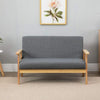 2 Seater Wooden Sofa Armchair with Sturdy Wood Frame Linen Fabric Small Couch