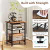 3-Tier Side Table Set of 2 Industrial End Table-Brown