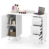 Manicure Table Nail Desk Nail Tech Table Station with 8 Metal Legs-White