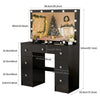 Black Makeup Vanity Table With 11 LED Light Mirror + 7 Drawers Dressing Desk Set