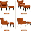 Velvet Armchair with Footstool Wing Back Chair Lounge Sofa Accent Seat