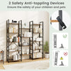 Heavy-duty Metal Frame Bookcases w/ 14 Open Shelves-Brown