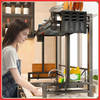 2-Tier Stainless Steel Dish Multifunctional Black with Drip Tray for Kitchen