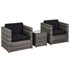 2 Seater Rattan Sofa Furniture Set with Cushions Steel Frame - Grey