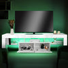 LED TV Stand Cabinet Unit Modern 2 Drawer MDF Entertainment RGB Lights White