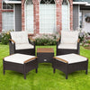 5Pcs Outdoor Patio Furniture Set PE Wicker Patio Lounge Chair Ottoman Table Set