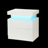 Bedside Tables White High Gloss LED Cabinets 2 Drawers Nightstand Modern Bedroom