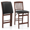 Set of 2 Counter Height Chairs Folding Kitchen Island Stool Brown