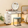 Dressing Table Vanity Set w/LED Light & 3-Drawer Chest Storage Shelves White