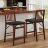 Set of 2 Counter Height Chairs Folding Kitchen Island Stool Brown
