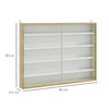 5-Tier Wall Display Shelf Unit Cabinet w/ Shelves Glass Doors Natural