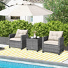 3 Piece Patio Rattan Sofa Set Outdoor Wicker Conversation Set-White