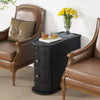 End Table with 2 Drawers, Black Sofa Side Table with Storage, No Assembly Needed