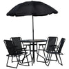 6pc Outdoor Furniture Set Dining Table Patio Deck 4 Chairs & Parasol Black