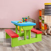 Indoor & Outdoor Colorful Picnic Table and Benches w/Removable Umbrella-Red