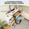 Dressing Table Vanity Set w/LED Light & 3-Drawer Chest Storage Shelves White