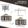 3 x 3(m) Pop Up Gazebo Tent with Netting, Height Adjustable, Beige