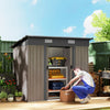 Outdoor Garden Storage Shed for Patio Bike Grey Wood Grain Sloped Roof