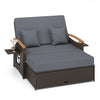 Outdoor Wicker Daybed Rattan Woven Loveseat w/Folding Panels-Grey