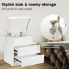 Bedside Tables White High Gloss LED Cabinets 2 Drawers Nightstand Modern Bedroom