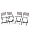 Set of 4 Folding Bar Height Stool Outdoor Bar Chair w/ Footrest Grey