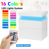 Bedside Tables White High Gloss LED Cabinets 2 Drawers Nightstand Modern Bedroom