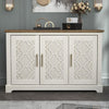 Freestanding 3-Door Storage Cabinet Cream Oak Sideboard Adjustable Shelf