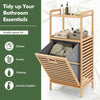 Tilt out Laundry Hamper Bamboo Laundry Cabinet w/Storage Shelves-Natural