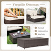 Patio Rattan Daybed Set Wicker Loveseat Sofa w/ Footstool-White