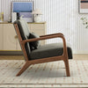 2x Mid Century Lounge Chairs – Solid Wood Frame, High Back, Linen Seat