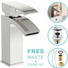 NEW Modern Waterfall Bathroom Tap Basin Sink Mono Mixer Chrome Cloakroom + Waste