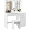 Dressing Table With Led Mirror Drawers Stool Set Makeup Desk Vanity Table Lights