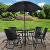 6pc Outdoor Furniture Set Dining Table Patio Deck 4 Chairs & Parasol Black