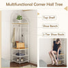 180cm Tall Entryway Shoes Shelf Organizer 4-Tier Coat Rack Natural